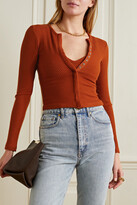 Thumbnail for your product : Leset Alex Cropped Ribbed-knit Top - Brick