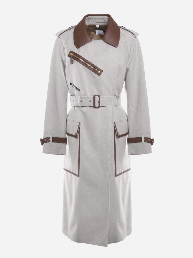 Burberry Leather Sleeve Trench Coat | Shop the world's largest collection  of fashion | ShopStyle