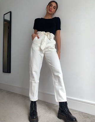 And other stories & Odette belted tapered jean in off white