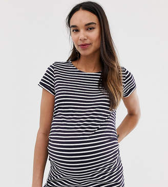 New Look Maternity short sleeve stripe top in blue