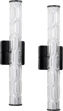 Modern Ribbed Glass Wall Sconce - Dimmable Integrated Led (3000k–6500k) For Bathroom Vanity, Living Room, Hallway