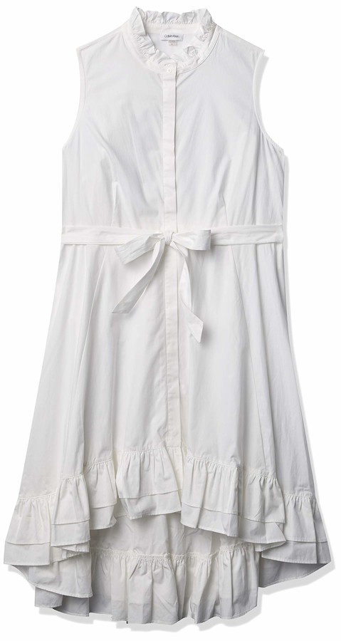 calvin klein white high low dress