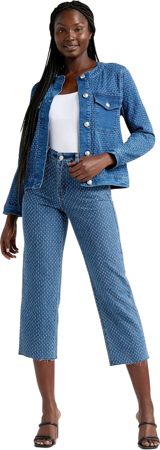 Time and Tru Women’s and Women’s Plus High-Rise Straight Crop Tweed Jeans, 26″ Inseam, Sizes 2-26W