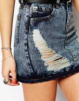 Thumbnail for your product : Lira Denim Mini Skirt With Distrssing