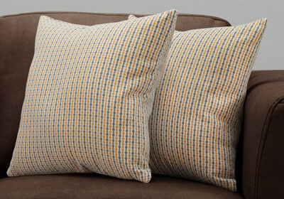 Monarch Specialties Inc. Pillows, Set Of 2, 18 X 18 Square, Insert Included, Accent, Sofa, Couch, Bedroom, Polyester