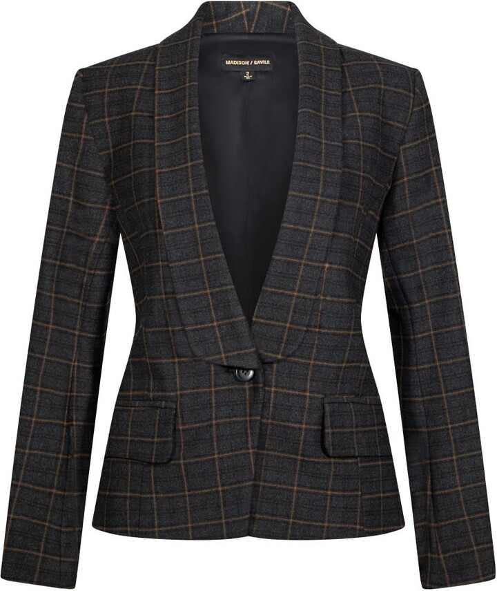Madison / Savile Women's Black / Brown Classic Tan Plaid Blazer ShopStyle