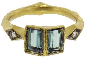 Cathy Waterman Blue and Green Tourmaline Double Rectangle Ring