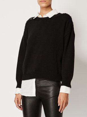 Saint Laurent grunge crew neck sweater - women - Cotton/Acrylic - S
