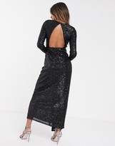 Thumbnail for your product : TFNC sequin maxi wrap dress in black