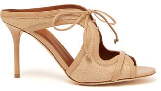 Malone Souliers Soraya Leather-trimmed Raffia Mules - Womens - Beige Malone Souliers Soraya Leather-trimmed Raffia Mules - Womens - Beige