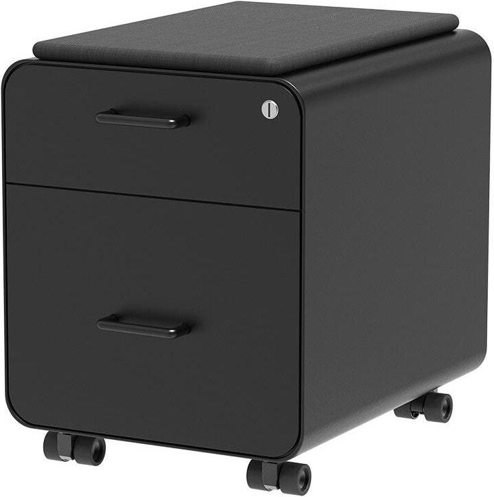 Monoprice Round Corner 2Drawer File Black, Lockable With