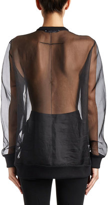 Givenchy Swan-Patch Organza Sweatshirt, Black