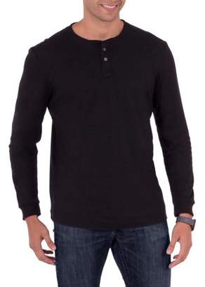 George Men's Long Sleeve Soft Double Knit Henley T-Shirt, Up to Size 5XL