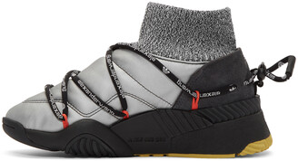 Adidas Originals By Alexander Wang Silver & Black Puff High-Top Sneakers