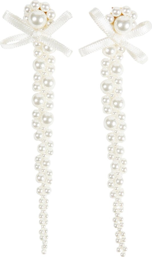 Pearl Bow Drop Earrings