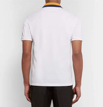 Gucci Slim-fit Ufo-embroidered Stretch-cotton Pique Polo Shirt - White