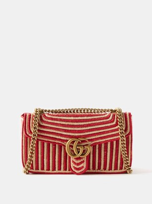 Gucci Jackie 1961 Crystal-embellished Woven Shoulder Bag in Red