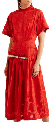 Mother of Pearl Twilla Embellished Burnout Cotton Midi Dress