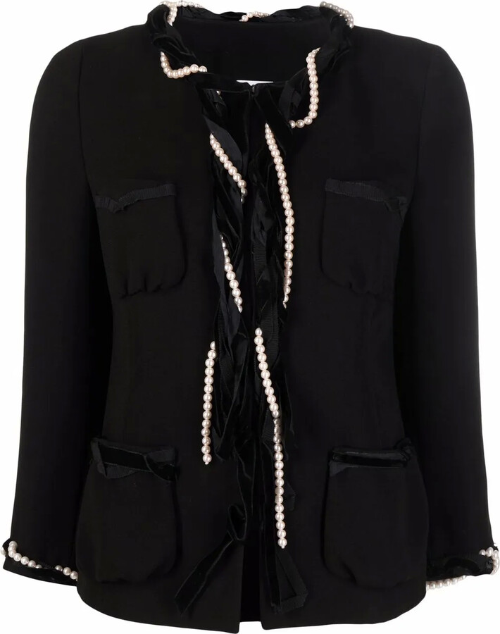 1990s Pearl-Embellished Single-Breasted Jacket