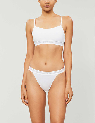 Calvin Klein One unlined cotton-blend sports bra - ShopStyle