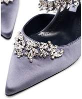 Thumbnail for your product : Manolo Blahnik Grey Lurum 90 satin jewel detail mules