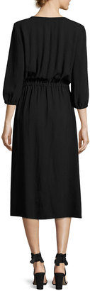 A.P.C. Mona 3/4-Sleeve Tie-Neck Dress, Black