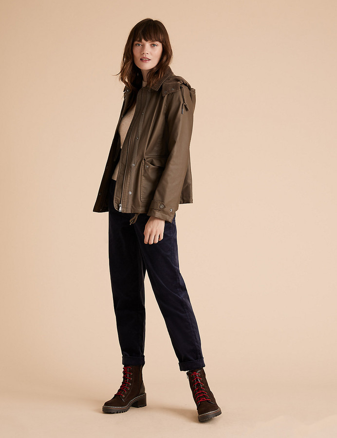 Marks and Spencer Waxed Look Removable Hood Short Jacket ShopStyle