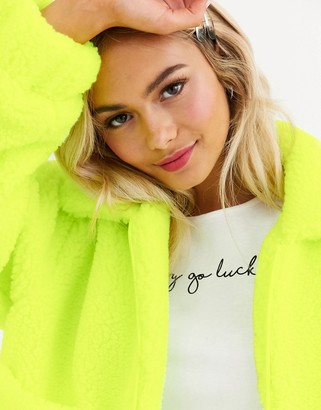 Brave Soul tallie jacket in neon borg