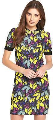 Definitions Butterfly Embellished Collar Shift Dress in Print Size 14