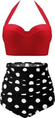 Beachsissi Womens High Waisted Bikini Twist Front Tie Back 2 Piece  Swimsuits, Brick Red, L 