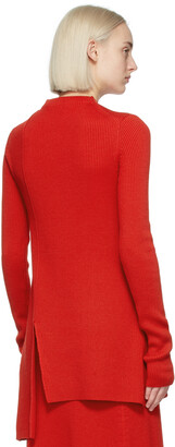 Kenzo Red Wool Asymmetrical Tunic Sweater