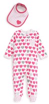 Thumbnail for your product : Offspring Hearts Print Footie & Bib Set (Baby Girls)