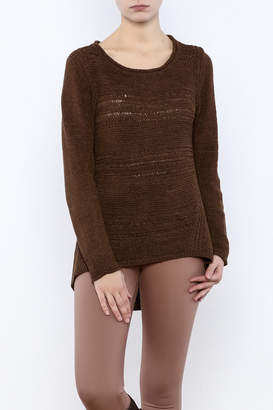 Curio High Low Ribbon Knit Sweater