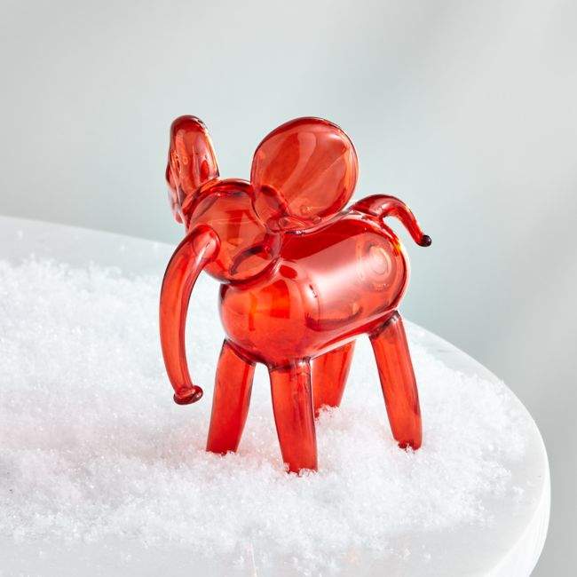 Crate & Barrel Orange Elephant Balloon Animal Ornament