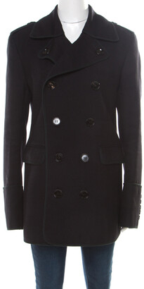 burberry black wool coat double breasted