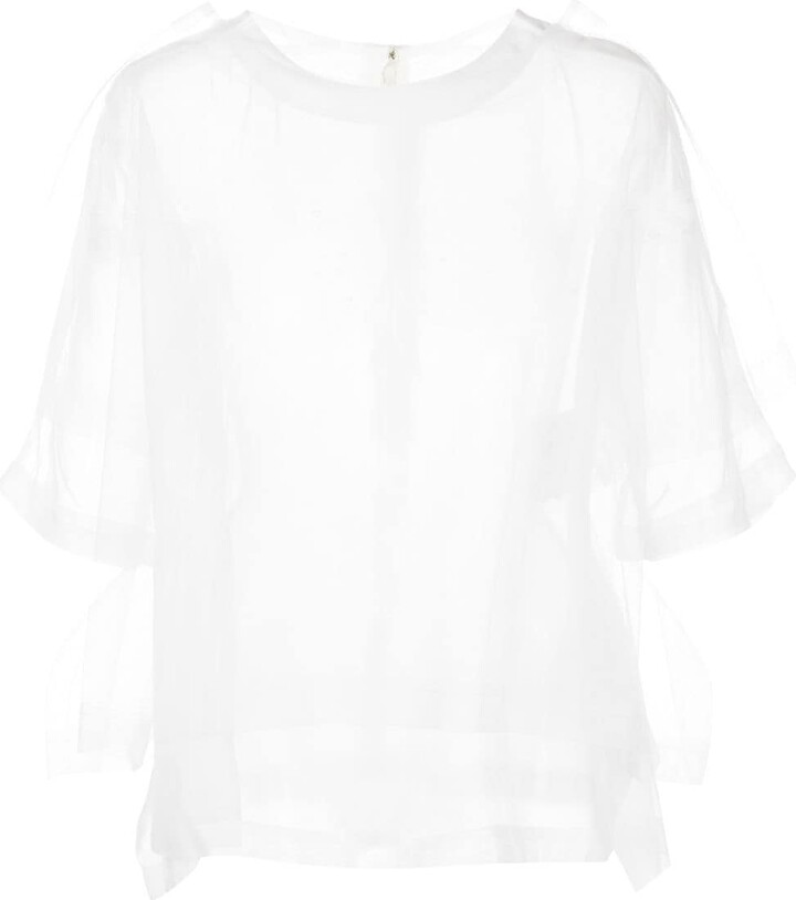 Womens White Sheer Blouse | ShopStyle CA