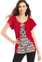 Thumbnail for your product : Style&Co. Printed Pleated-Neck Top