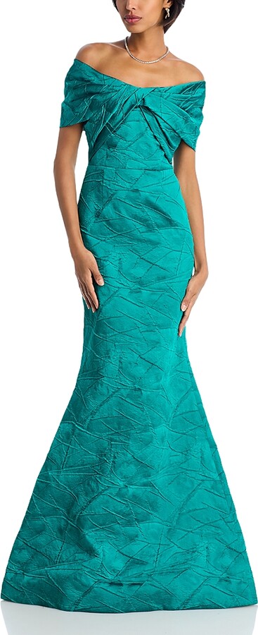 Teri Jon by Rickie Freeman Textured Mermaid Gown