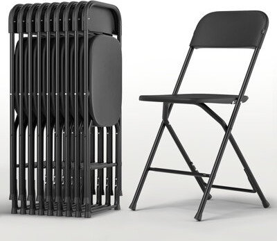 Inbox Zero 10-Pack Heavy-Duty Plastic Folding Chairs 250 Lb Capacity Indoor/Outdoor Stackable Event Seating
