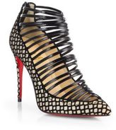 Thumbnail for your product : Christian Louboutin Gortik Glittered Patent Leather Ankle Boots