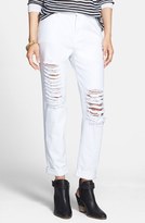Thumbnail for your product : SP BLACK Shredded Boyfriend Jeans (White) (Juniors)