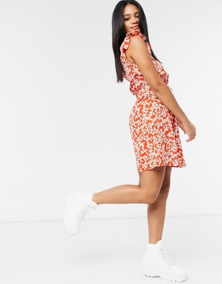 New Look mini dress in red ditsy floral