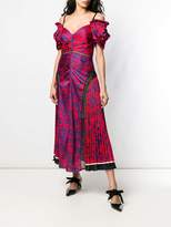 Thumbnail for your product : Self-Portrait printed pleated cold shoulder dress