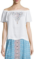 Thumbnail for your product : Nanette Lepore Off-the-Shoulder Flounce Top W/ Beading