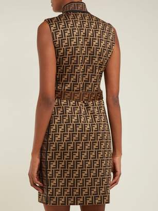 Fendi Ff-jacquard Cotton-blend Mini Dress - Womens - Brown Multi