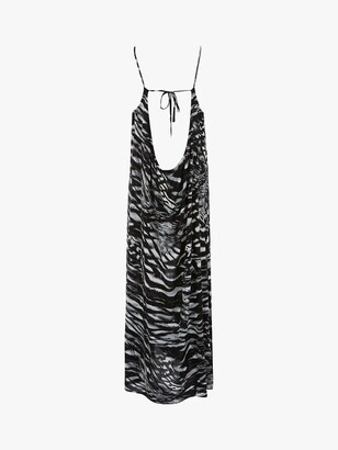 Mint Velvet Nancy Maxi Animal Print Dress, Black/White