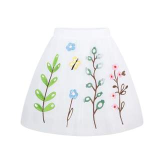 Simonetta SimonettaEmbroidered Flower Tulle Skirt