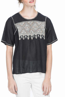Lilla P Short Sleeve Embroidered Top