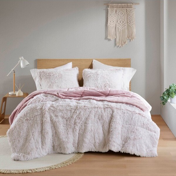 Regency Heights 3 Pcs Stylish Fluffy Texture Comforter Set, All Season Home Textile fits Modern Bedroom Decor, Black, King/Cal King