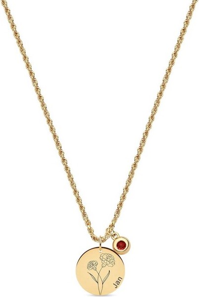 Summit Adventure 18KGoldCarnationBirthFlowerNecklace–Dainty2MMTwistChainwithBirthstonePendant